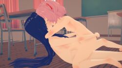 2girls classroom doki_doki_literature_club ecxreaper female female_only human kissing multiple_girls natsuki_(doki_doki_literature_club) riding straddle straddling yuri yuri_(doki_doki_literature_club)