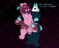 1futa 1girls amber_(felineflustered) anthro armpit_hair ball_clench belly belly_tuft big_dom_small_sub blush body_hair bound darkner deltarune deltarune_chapter_2 demon domestic_cat dominant duo eyewear felid feline felineflustered felis female futa_on_female futanari glasses gynomorph gynomorph/female handjob hands_tied heart_symbol intersex intersex/female machine mammal onomatopoeia penile pubes robot sex size_difference slightly_chubby slightly_chubby_gynomorph slightly_chubby_intersex sound_effects tasque_manager_(deltarune) text tongue tongue_out tuft undertale_(series)