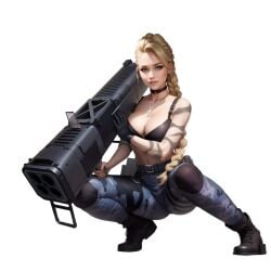 1girls ai_generated blonde_hair lust_goddess nicole_(lust_goddess) nutaku rocket_launcher