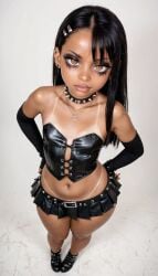 1girls absurd_res ai_generated female fishnets flat_chest flat_chested from_above goth goth_girl gothified hayase_nagatoro hires looking_at_viewer makeup miniskirt nagatoro_hayase photorealistic please_don't_bully_me,_nagatoro realistic tan_body tan_skin tanned tanned_skin thick_thighs