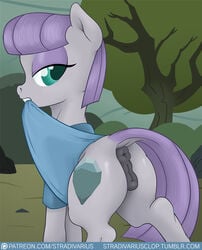 2016 anatomically_correct anatomically_correct_pussy animal_genitalia animal_pussy anus ass cutie_mark earth_pony equine equine_pussy female feral friendship_is_magic hair half-closed_eyes horse mammal maud_pie maud_pie_(mlp) my_little_pony outside patreon pony purple_hair pussy solo stradivarius tree