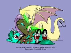 armor balls changeling dragon dragonification drjavi duo equine female feral friendship_is_magic horn lying male mammal my_little_pony penis straight transformation unicorn wings