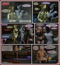 3d after_sex blood_elf comic comic_page comic_panel cum draenei draenei_futa female ferlynn futa_on_female futanari horsecock ishari kaylar_sunquill lightforged_draenei naienna raylana world_of_warcraft