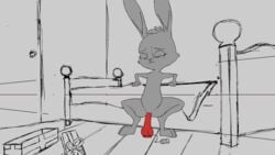 animated anthro arrowshot black_and_white closed_eyes dildo disney female flat_chest judy_hopps lagomorph mammal masturbation pussy rabbit red_and_white sex_toy smile solo spreading toying_self unfinished vaginal_masturbation zootopia