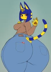 1female 1girls animal_crossing ankha ankha_(animal_crossing) anthro ass ass big_ass big_butt breasts breasts dat_ass fat_ass fat_butt female female female_focus female_only gaikiken huge_ass huge_butt jeans large_ass large_butt massive_ass massive_butt nintendo roz-chan tagme thick_thighs thighs tight_clothing tight_jeans tight_pants