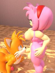 1futa 1male 3d alternate_version_at_source alternate_version_available amy_rose big_breasts big_penis blender blowjob futa_on_male futanari grabbing_hair kneeling mukir naked sonic_(series) sonic_the_hedgehog_(series) tails tails_the_fox