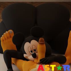 5_toes absurd_res anthro ass bed bedroom_eyes big_butt black_body canid canine disney duo feet first_person_view floor fox furniture genitals hi_res huge_butt humanoid inside male male/male mammal mickey_mouse mouse murid murine nails narrowed_eyes orange_body penis pubes rodent seductive sega sonic_the_hedgehog_(series) sparkliiastor tails_the_fox toenails toes