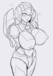 alien alien_girl arcee arcee_(g1) big_breasts blush boobs_out breasts breasts_out female female_only hips konro_yoyogay konro_yoyogei nipples no_color robot robot_girl thick_hips tits_out transformers transformers_g1 tummy