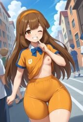 ai_generated big_ass flat_chest goldie_lemmon inazuma_eleven inazuma_eleven_(series) inazuma_eleven_go nanobana_kinako small_breasts teenager