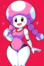 ai_generated alternate_species blush mario_(series) novelai robot_girl robot_joints sparkles toadette white_body