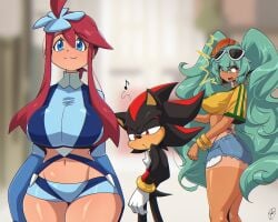 1boy 2024_pokemon_teraleak 2girls :3 alternate_breast_size aqua_eyes aqua_hair bead_necklace big_ass big_breasts big_thighs blue_eyes blue_hair brazilian brazilian_female brazilian_miku crop_top crossover cute cute_face cyan_hair denim denim_shorts distracted_boyfriend earrings flower_in_hair furry gloves hatsune_miku hedgehog hoop_earrings huge_breasts huuro_(pokemon) i_just_love_latinas_sonic jean_shorts latina meme meme_reference navel necklace nipple_bulge no_bra no_bra_under_clothes no_thoughts_head_empty open_mouth pokemon pokemon_bw ponytail red_eyes red_hair red_highlights ring ryou_sakai ryousakai shadow_the_hedgehog shocked shocked_expression short_shorts shorts side-tie_bikini skintight skyla_(pokemon) sonic_(series) sonic_the_hedgehog_(series) sunglasses sunglasses_on_head tagme tan_body tanline thick_thighs thighs thong thong_bikini turtleneck twintails vocaloid whistle wrist_rings yellow_shirt