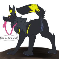 animal_genitalia animal_pussy anus ass blush bri canine canine_pussy collar eeveelution ennismore female feral fur inviting leash looking_at_viewer looking_back mammal nintendo pokemon presenting presenting_hindquarters pussy raised_tail simple_background solo text umbreon video_games