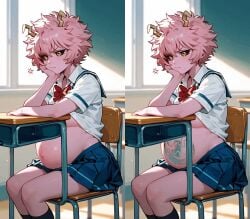 ai_generated alien alien_(franchise) animated belly_movement breasts mina_ashido my my_hero_academia pink-skinned_female pink_body pregnancy pregnant school_uniform schoolgirl xray_view