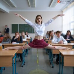 ai_generated ashamed classroom contortion feet flexible gymnastics humiliated humiliation peeing pissing_on_floor public_humiliation school_uniform schoolgirl shame shamefuldisplay spread_legs spreading student students urine