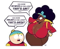 afro angry arguing big_ass big_breasts black_hair bracelet bracelets dark-skinned_female dark_hair dark_skin dialogue diversity earring earrings eric_cartman eric_cartman_(panderverse) goodbyellow jewelry panderverse south_park tagme thighs voluptuous voluptuous_female