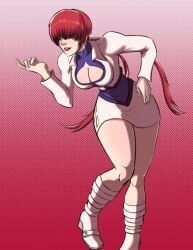 1girls bending_forward bent_forward big_breasts boob_window boots breasts female huge_breasts king_of_fighters light-skinned_female light_skin long_hair long_sleeves pale-skinned_female pale_skin pink_skirt pointing ponytail red_hair seductive shermie_(kof) skirt thick_thighs thighs thin_waist tied_hair wide_hips