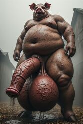 1boy 1male ai_generated animal_genitalia animal_penis anthro anthro_only balls ballsack barn belly big_balls big_belly big_penis equine_genitalia equine_penis excessive_precum farm fat fat_male fog foggy front_view furry furry_only furrypornaddiction hog hooves horror horsecock huge_balls huge_belly huge_cock hyper hyper_balls looking_at_viewer male male_only moobs morbidly_obese morbidly_obese_male navel nightmare_fuel nightmare_husbando nipples obese obese_male outside penis pig precum saggy_balls sus_(pig) sweat sweatdrop sweating sweaty tan_body tan_skin thick_thighs ugly ugly_bastard ugly_man vein veiny veiny_balls veiny_penis wide_hips