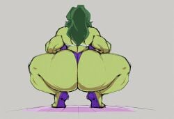 ai_generated bunanza_ fat_ass female_only huge_ass jennifer_walters large_ass marvel marvel_comics muscular_femalic she-hulk solo squatting tagme thick_thighs toned_female widescreen