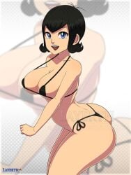 ass black_hair blue_eyes breasts female female_only hotel_transylvania layerth mavis_dracula solo swimsuit tagme watermark