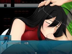 1boy 1girls animated black_hair breasts chinese_text game_cg huge_breasts long_hair penis penis_in_mouth penis_lick tagme video