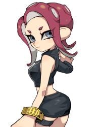 agent_8_(splatoon) big_ass fully_clothed looking_at_viewer looking_back looking_back_at_viewer midriff nintendo splatoon tagme thick_thighs thigh_strap wide_hips