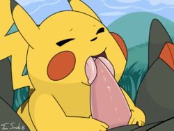 2016 ambiguous_gender animated duo erection excadrill faceless_male fellatio insomniacovrlrd male male/ambiguous nintendo oral penis penis_lick penis_on_tongue pikachu pokemon sex tapering_penis tongue tongue_taco video_games