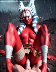 1girls ai_generated anotherdimensionnsfw female lekku looking_at_viewer medium_breasts naked naked_female pov pussy red_skin sex shaak_ti star_wars togruta