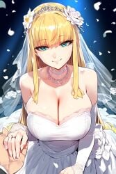 1girls ai_generated bimbo blonde_hair bride huge_breasts noirprincess princess_anastasia wedding_dress