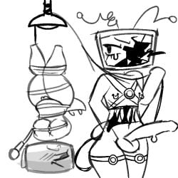 black_and_white dandy&#039;s_world doodle monochrome shelly_(dandy&#039;s_world) tag_this vee_(dandy&#039;s_world) wistiscavern