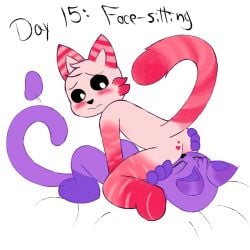 anthro anthro_on_anthro anthro_only catnap catnap_(poppy_playtime) critters_(poppy_playtime) domestic_cat eli_744_(artists) facesitting feline furry_only no_humans oc poppy_playtime poppy_playtime_(chapter_3) purple_fur purple_skin sex smiling_critters tagme