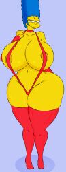 bikini blue_eyes hair_blue huge_ass huge_breasts looking_at_viewer marge_simpson mkkstt8 semi_nude sling_bikini slingshot slingshot_bikini the_simpsons yellow_body