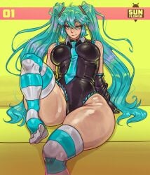 1girls big_breasts hatsune_miku huge_ass long_hair looking_at_viewer solo_female sunflower_art tagme thick_thighs