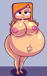 1girls ass barefoot biting_lip black_eyes blush breasts cartoon_network debbie_turnbull enjoying_pregnancy erect_nipples female huge_ass human hyper_pregnancy lactation lipstick massive_breasts milf nude orange_hair popped_navel pregnant pyradk robotboy sequence square_head thick_thighs wide_hips