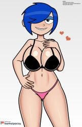 black_bra blue_eyeshadow blue_hair blush bra ed_edd_n_eddy marie_kanker pink_panties thick_thighs