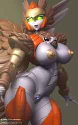 3d airazor bird breasts robot robot_girl transformers trawert wings