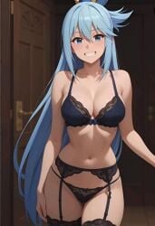 ai_generated aqua_(konosuba) eyes_blues kono_subarashii_sekai_ni_shukufuku_wo! lingerie sexy.ai sexy_pose