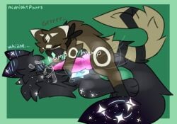 accessories_only animal_genitalia animal_penis anthro anthro_on_feral arm_markings artist_name astro_(midnightpurrs) big_penis big_tail black_markings blue_blush blue_penis blush blush_lines bodily_fluids brown_body brown_fur canine_genitalia canine_penis closed_eyes coffee_(midnightpurrs) domestic_cat duo ear_markings facial_markings felid feline feline_genitalia feline_penis felis feral flustered forehead_markings frottage fur genital_fluids genitals glistening glowing glowing_genitalia glowing_markings glowing_penis gradient_fur green_background growling gulonine head_markings hi_res huge_cock humping kerchief kerchief_only leg_markings male male/male mammal markings marten midnightpurrs mostly_nude motion_lines mustelid musteline neckerchief neckerchief_only neckwear nude_anthro onomatopoeia penile penile_spines penis penis_size_difference pine_marten pink_penis precum precum_on_face precum_string raised_tail sex shoulder_markings simple_background size_difference small_top smaller_feral smaller_on_top snout snout_markings sound_effects star_(marking) tail tan_body tan_fur text thigh_markings watermark whining white_markings zoophilia