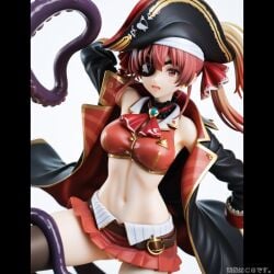 1girls ai_generated belly_button eyepatch female figure figurine hololive hololive_fantasy hololive_japan houshou_marine imminent_rape light-skinned_female light_skin nokoangel pirate pirate_hat red_eyes red_hair skirt tentacle virtual_youtuber