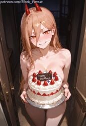 ai_generated artist_name bangs bare_shoulders birthday birthday_cake blank_forest blonde_hair blush blush_lines blushing breasts brown_eyes cake candle chainsaw_man chocolate cleavage clenched_teeth collarbone cum demon demon_girl demon_horns door eyebrows_visible_through_hair fangs female female_focus female_only fingernails food from_above fruit grin hair_between_eyes half-closed_eyes head_tilt holding horns indoors large_breasts leaning_forward light_brown_hair long_hair looking_at_viewer medium_breasts nude oni oni_horns open_mouth pantyhose parted_lips patreon_username power_(chainsaw_man) red_eyes red_horns sharp_teeth shiny sidelocks small_breasts smile solo standing strawberry teeth thighs very_long_hair yellow_eyes
