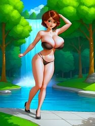 ai_generated aunt_cass big_hero_6 bikini high_heels huge_breasts looking_at_viewer thighs