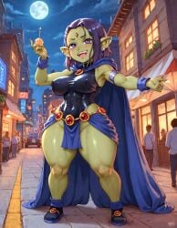 1girls ai_generated big_breasts breasts female full_body goblin goblin_art goblin_female green_skin murzy nagatoro_hayase raven_(dc) solo teen_titans thick
