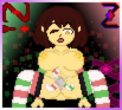 1girls ass big_breasts breasts candy_cane candy_cane_in_pussy candy_cane_insertion christmas female frisk masturbation nipples pixel_art pussy pussy_ejaculation pussy_juice self_upload thighhighs thighs undertale undertale_(series) zixy