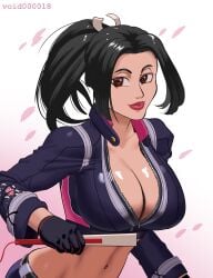 2d brown_eyes brown_hair busty fatal_fury female female_focus female_only long_hair mai_shiranui ponytail snk tagme void000018