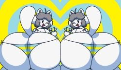 big_ass big_butt bikini bubble_ass bubble_butt gravtitty high_on_temmie_flakes presenting_ass presenting_hindquarters temmie temmie_(undertale) thick_ass thick_thighs twitter_username undertale undertale_(series)