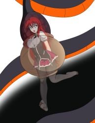 big_breasts blue_eyes cell_(dragon_ball) elmonais female female_prey high_school_dxd internal_view large_breasts pantyhose pumping pumping_tail red_hair rias_gremory school_uniform struggling struggling_prey struggling_to_get_out tail tail_vore very_long_hair vore