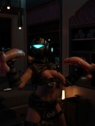 3d absurd_res blender disembodied_penis double_handjob handjob helmet helmet_only highres large_penis partially_clothed pilot_(titanfall) small_breasts squidlab threesome titanfall titanfall_2