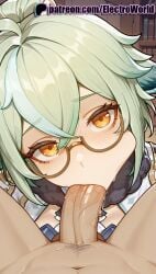 1boy 1girls 2025 2girls ai_generated artist_name blowjob blowjob_face blush cat_ears cock cum_in_mouth dick electroworld erection fellatio female genshin_impact glasses green_hair hat hi_res high_quality high_resolution highres licking looking_at_viewer male_pubic_hair multicolored_hair multiple_girls oral oral_sex orange_eyes patreon patreon_username penis pov stable_diffusion straight sucking sucrose_(genshin_impact) testicle_sucking uncensored watermark