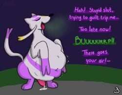 bodily_fluids burp_cloud burping closed_eyes comic cruelty dialogue digital_media_(artwork) dirty_talk emanata erection fatal_vore feral_only generation_5_pokemon genital_fluids genitals leaking_precum male mienshao navel nintendo oral_vore page_number penis pincoosh pokemon pokemon_(species) precum raised_tail semi-anthro signature soft_vore speech_bubble stomach_bulge tail tongue tongue_out vore