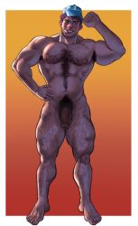 abs bara big_penis body_hair cap cock cock_out dick erection hairy_armpits hairy_male male male_only muscular muscular_male nude nude_male pecs shane_(stardew_valley) smiling solo_male standing stardew_valley thick_thighs