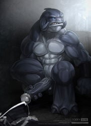 1boy abs alien crouching cum cumshot disney erection gantu humanoid lilo_and_stitch male male_only masturbation muscles outdoors penis solo tagme todex veiny